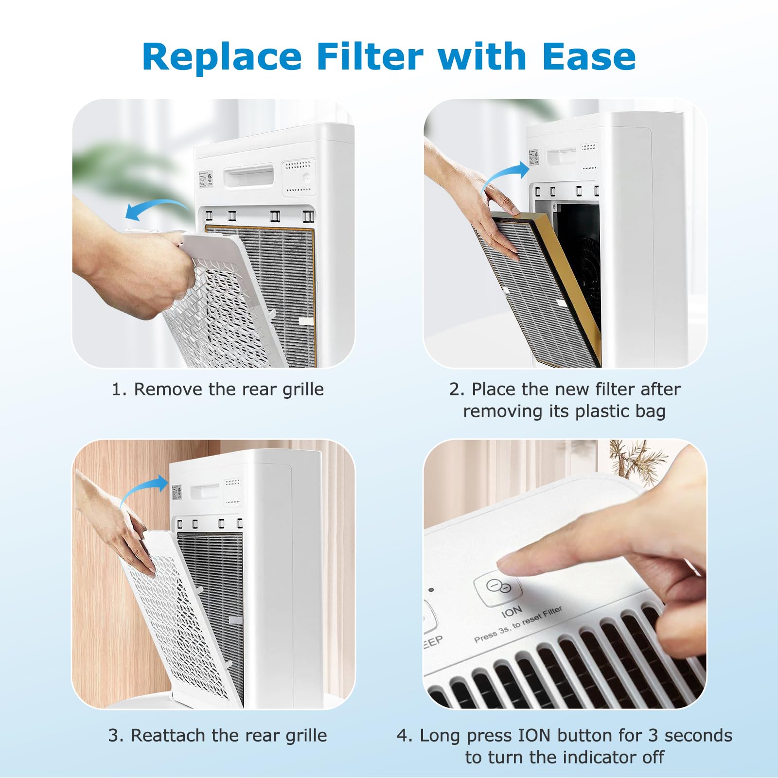 iSingo TT-AP002 design fits TaoTronics and VAVA purifiers for easy replacement