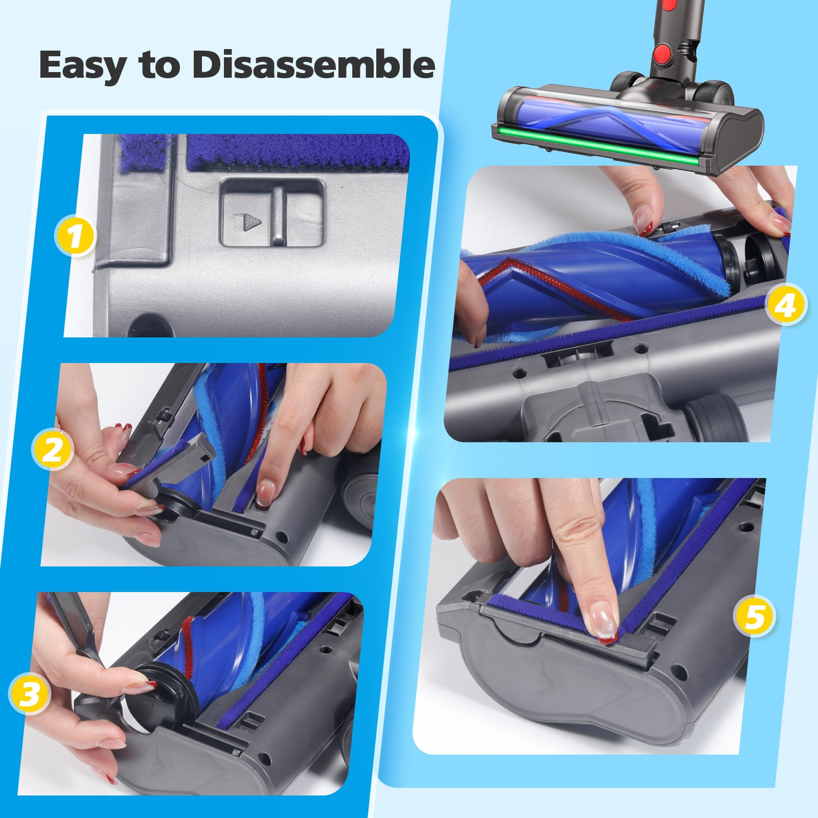 iSingo vacuum head fits Dyson V7–V15 Gen5 cordless models