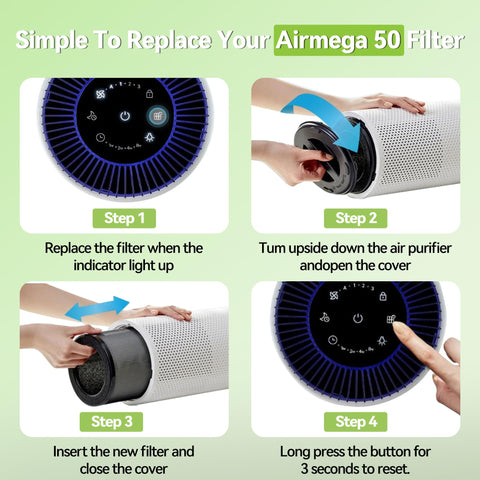 Isingoione Airmega 50 installation guide illustration for easy setup and replacement