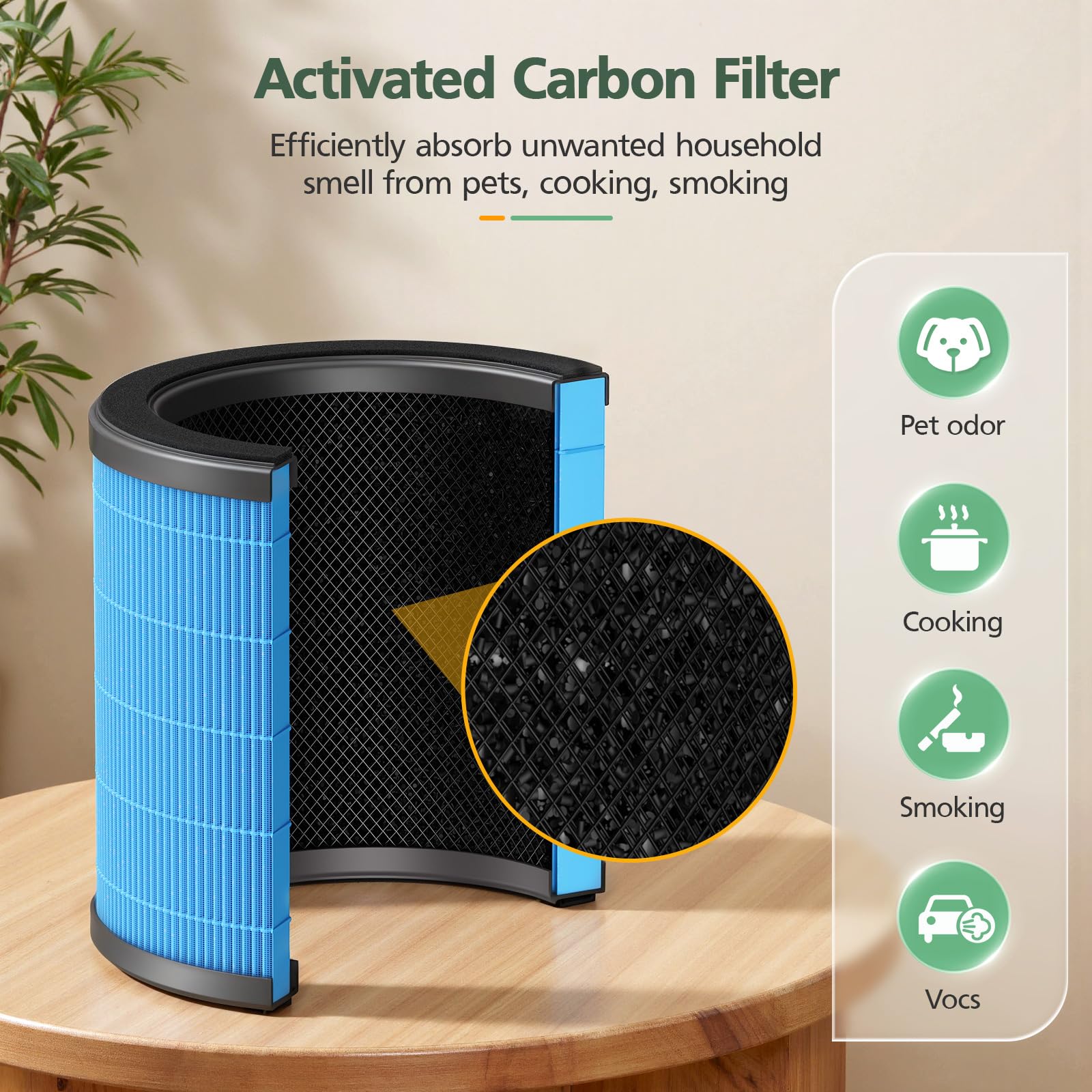 0.3 micron filtration supports pet dander and pollen