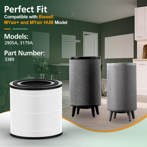 isinlive 3389 replacement filter easy install for Bissell MYair Plus improves air quality.
