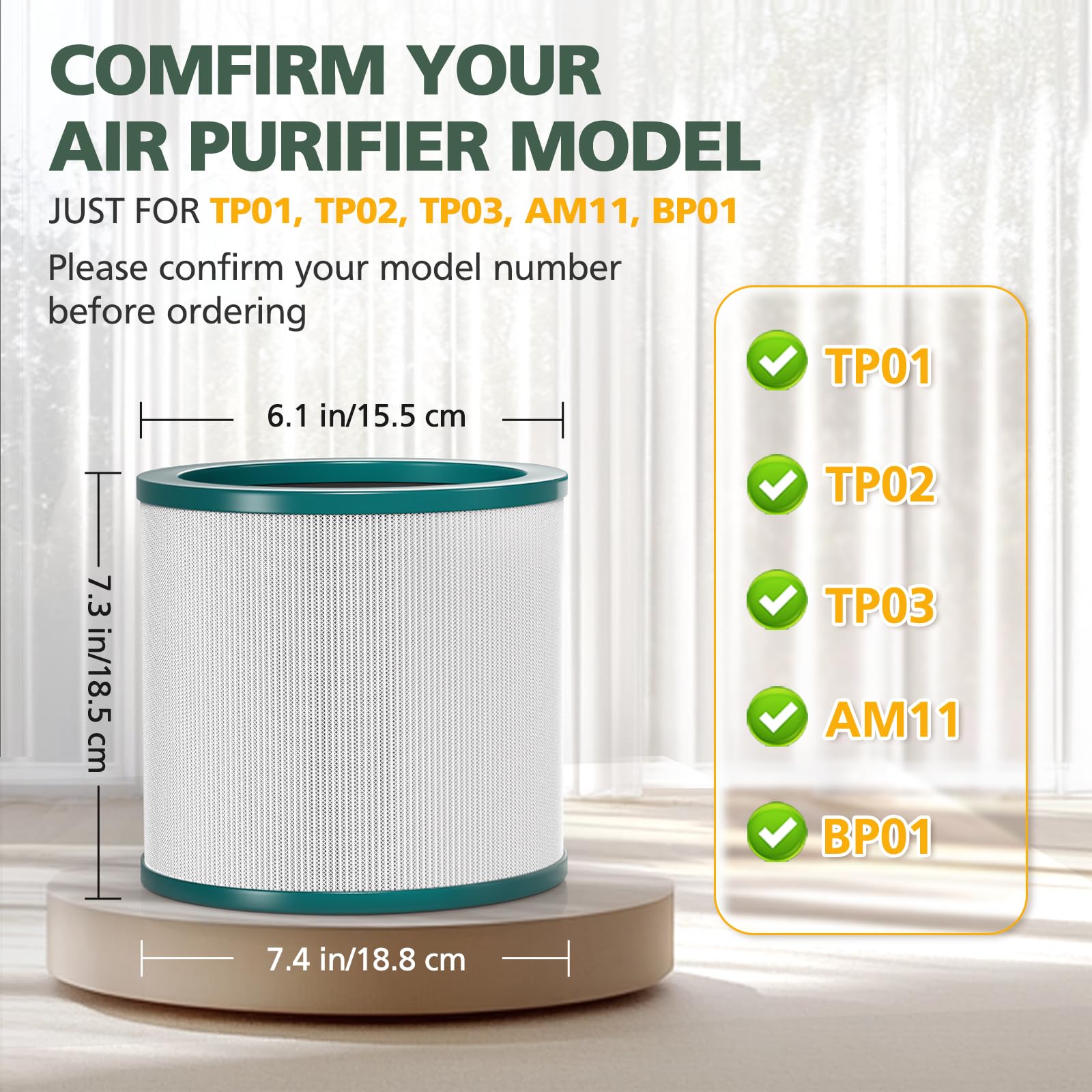 isinlive activated-carbon filter for dyson tp01 absorbs odors and VOCs for a fresher room