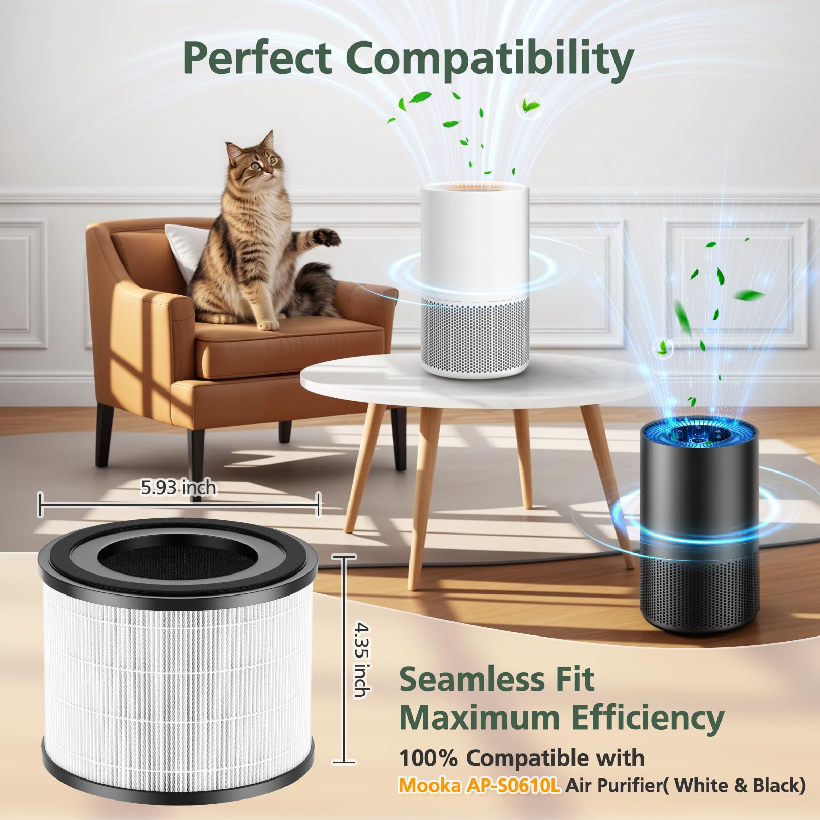 ISINLIVE AP-S0610L activated carbon filter neutralizes odors from cooking pets and smoke