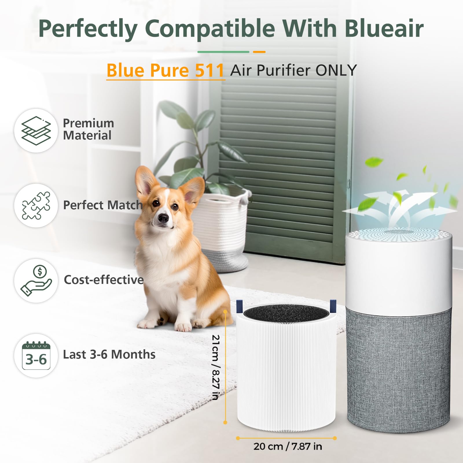 isinlive Blue Pure 511 dual-layer filtration for cleaner indoor air.