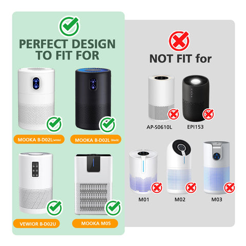 isinlive compact two-pack filters fit MOOKA and VEWIOR purifiers.