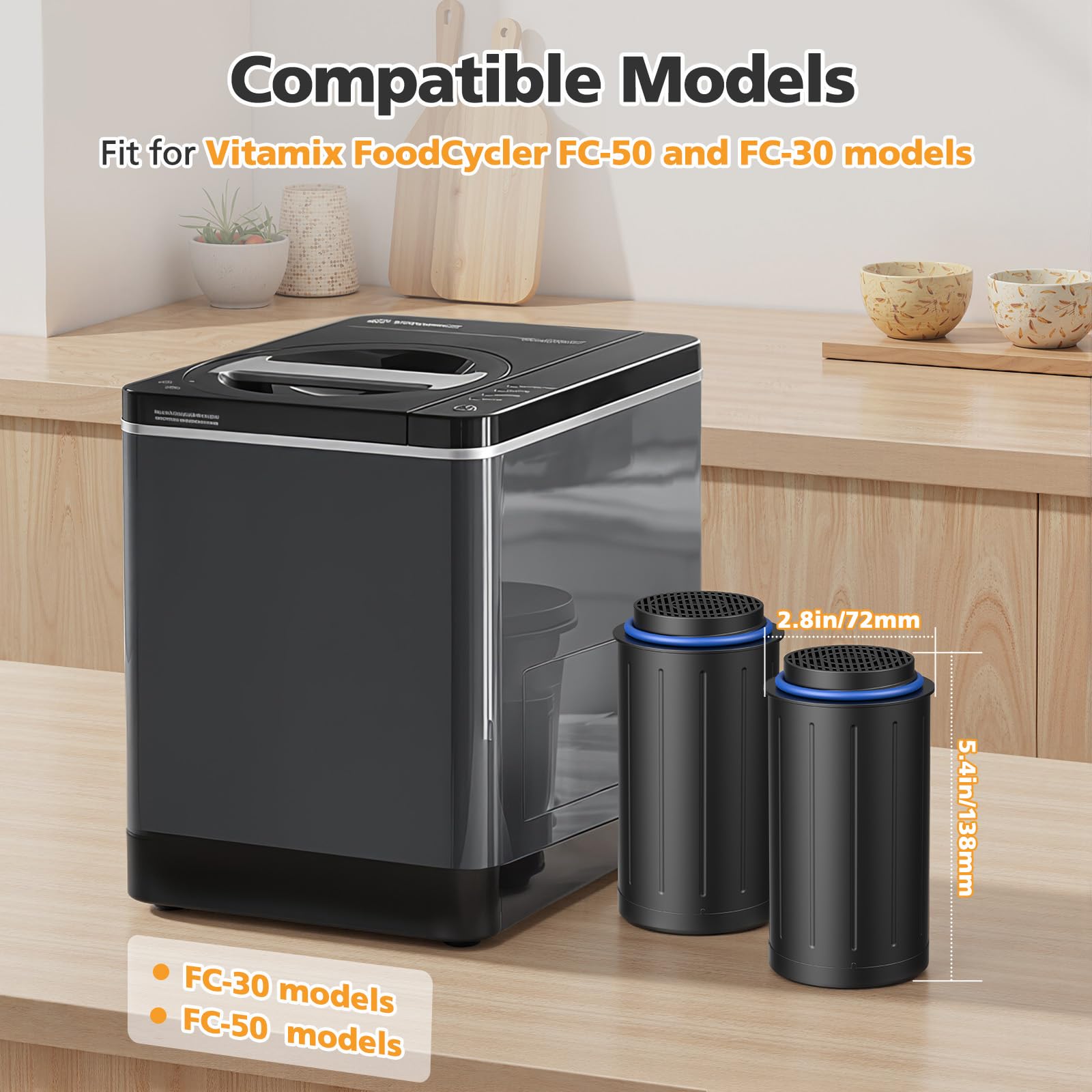 isinlive FC-50 replacement filter four-pack back view shows compatibility with FC-50 and FC-30