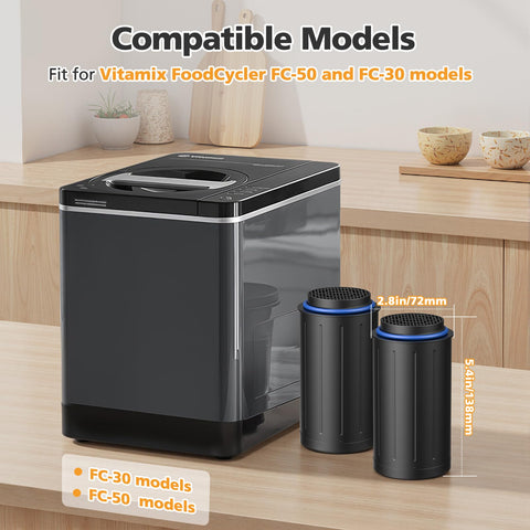 isinlive FC-50 replacement filter four-pack back view shows compatibility with FC-50 and FC-30