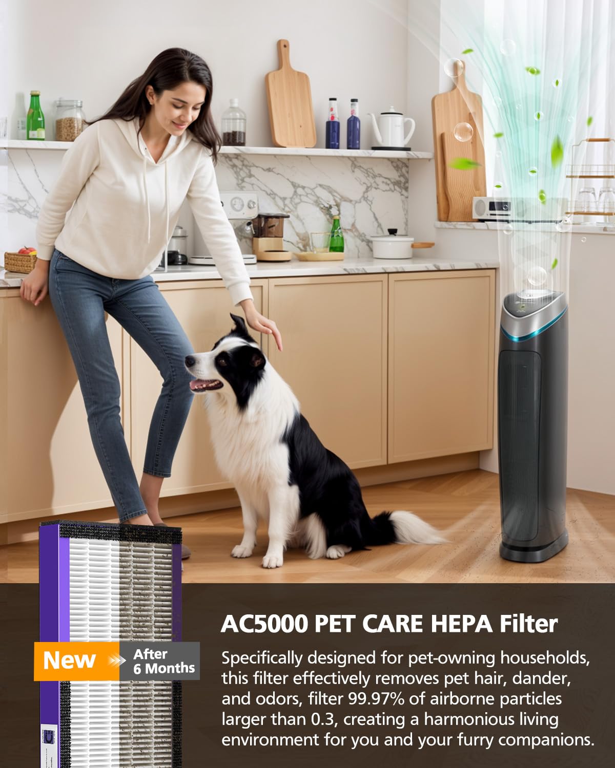 isinlive FLT5250PT purple design complements modern purifiers.