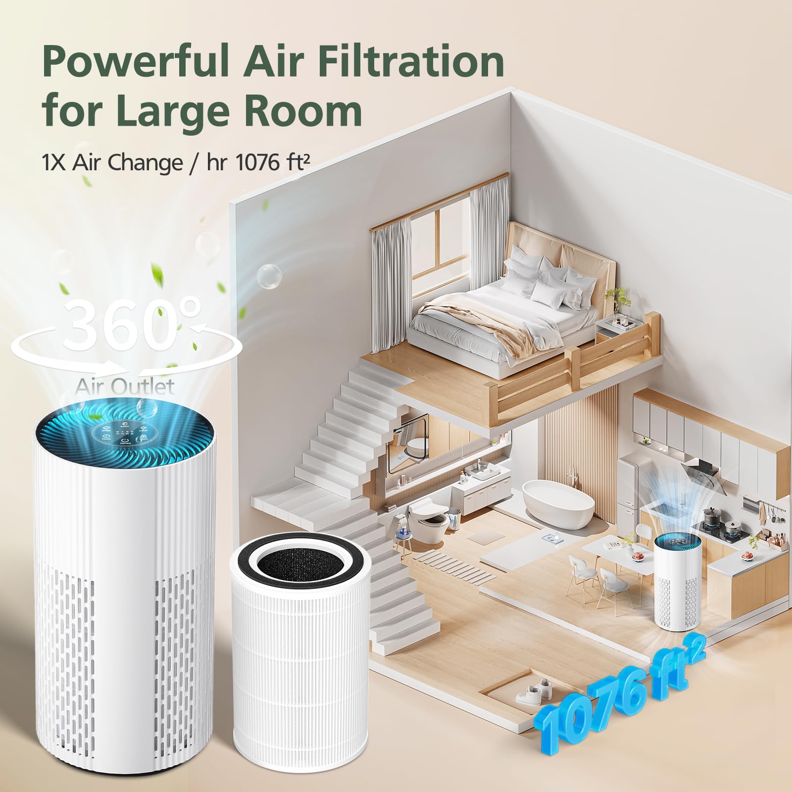 isinlive HAP604 filter captures pollen dust and pet dander