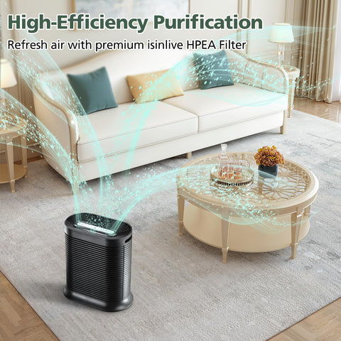 Isinlive HPA300 packaging and contents: six HEPA plus four carbon filters