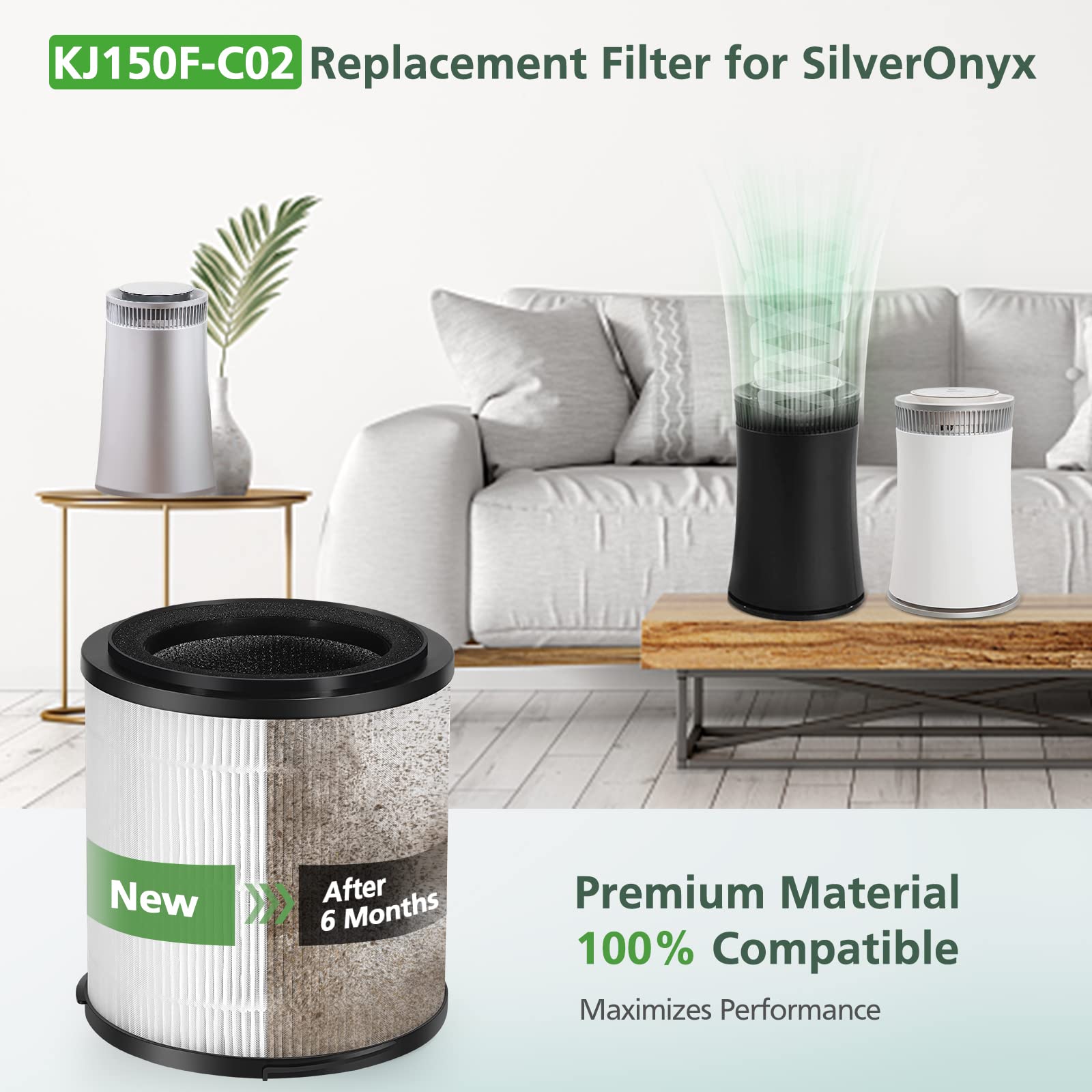 isinlive KJ150F-C02 activated carbon filter reduces odors and cooking smoke.