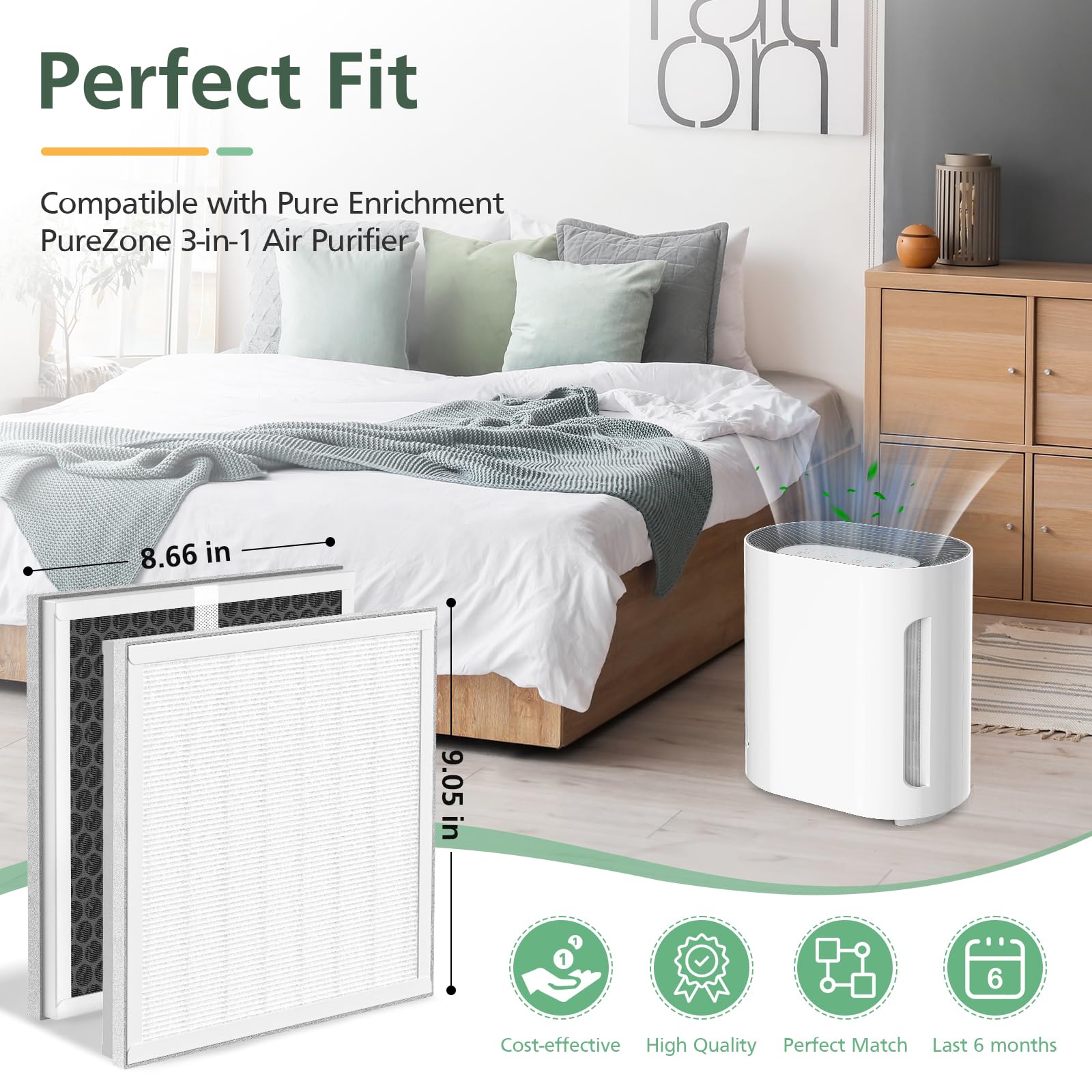 Isinlive pre-filter 4-pack traps larger particles, extending HEPA life.
