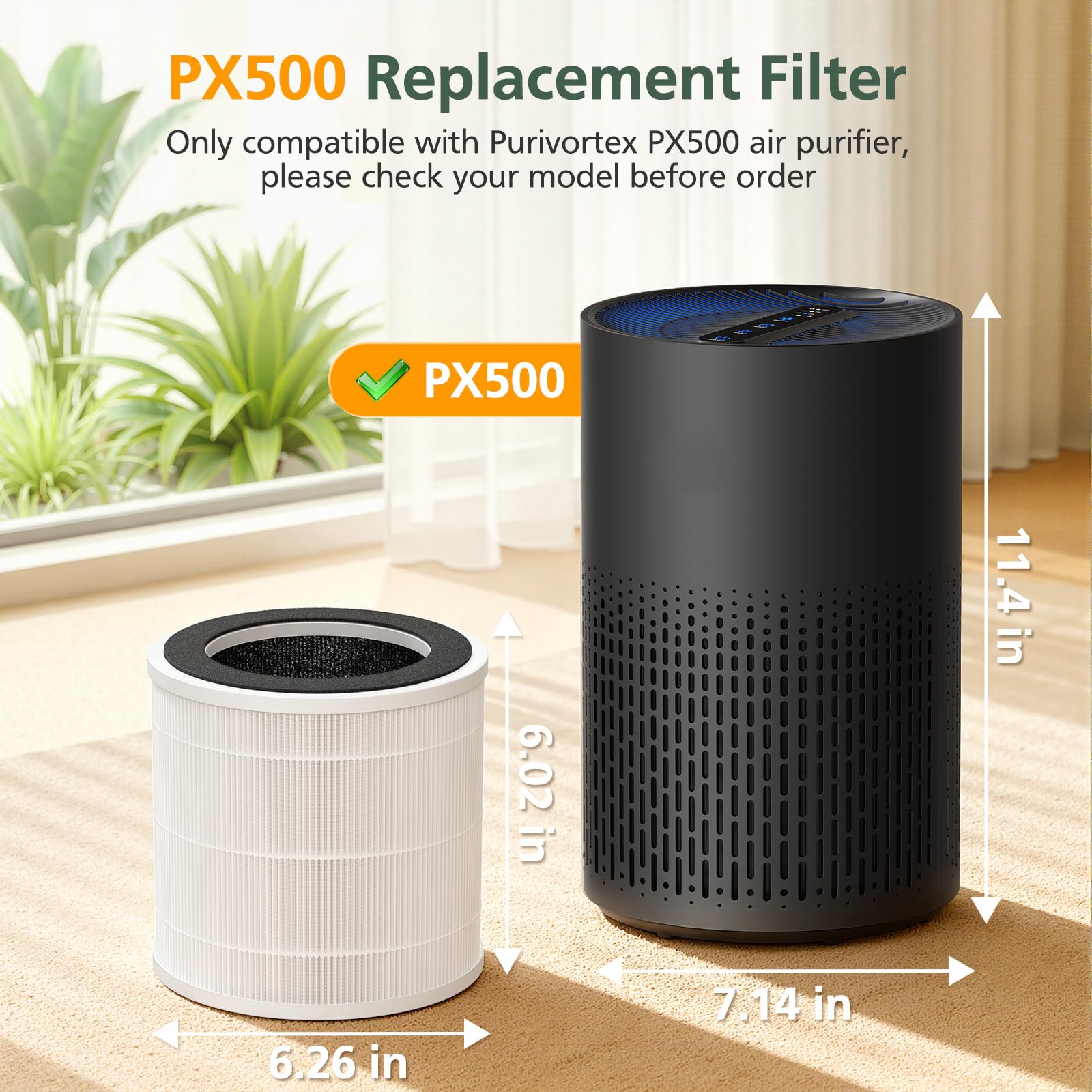 isinlive PX500 3-in-1 filter closeup shows HEPA and carbon layers for cleaner air.
