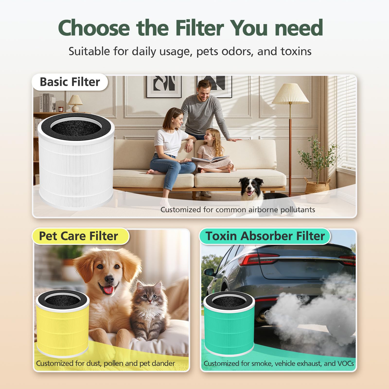 isinlive PX500 pet dander filtration detail for homes with pets.