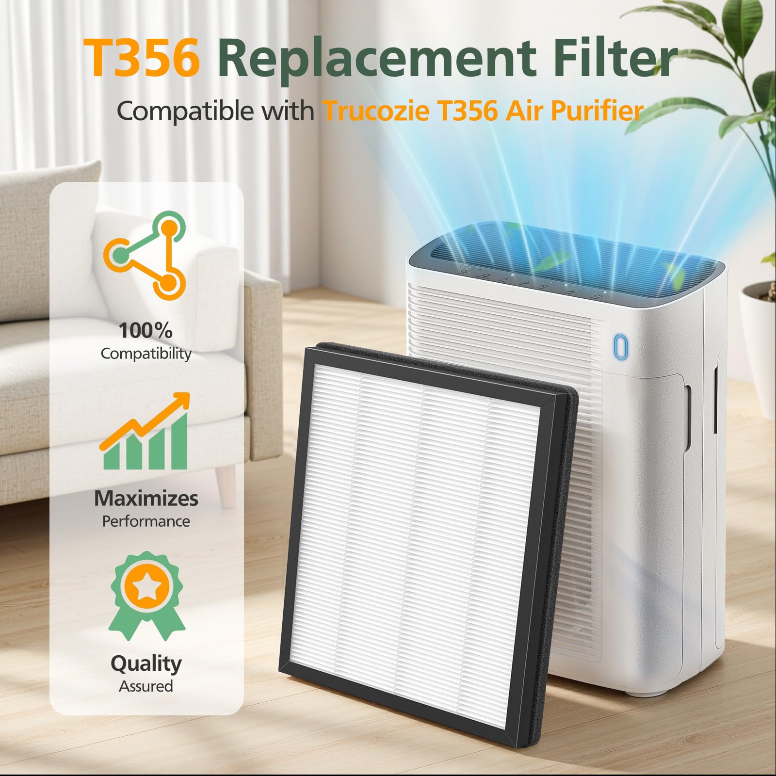isinlive T356 filter for pet hair removal and cleaner living space