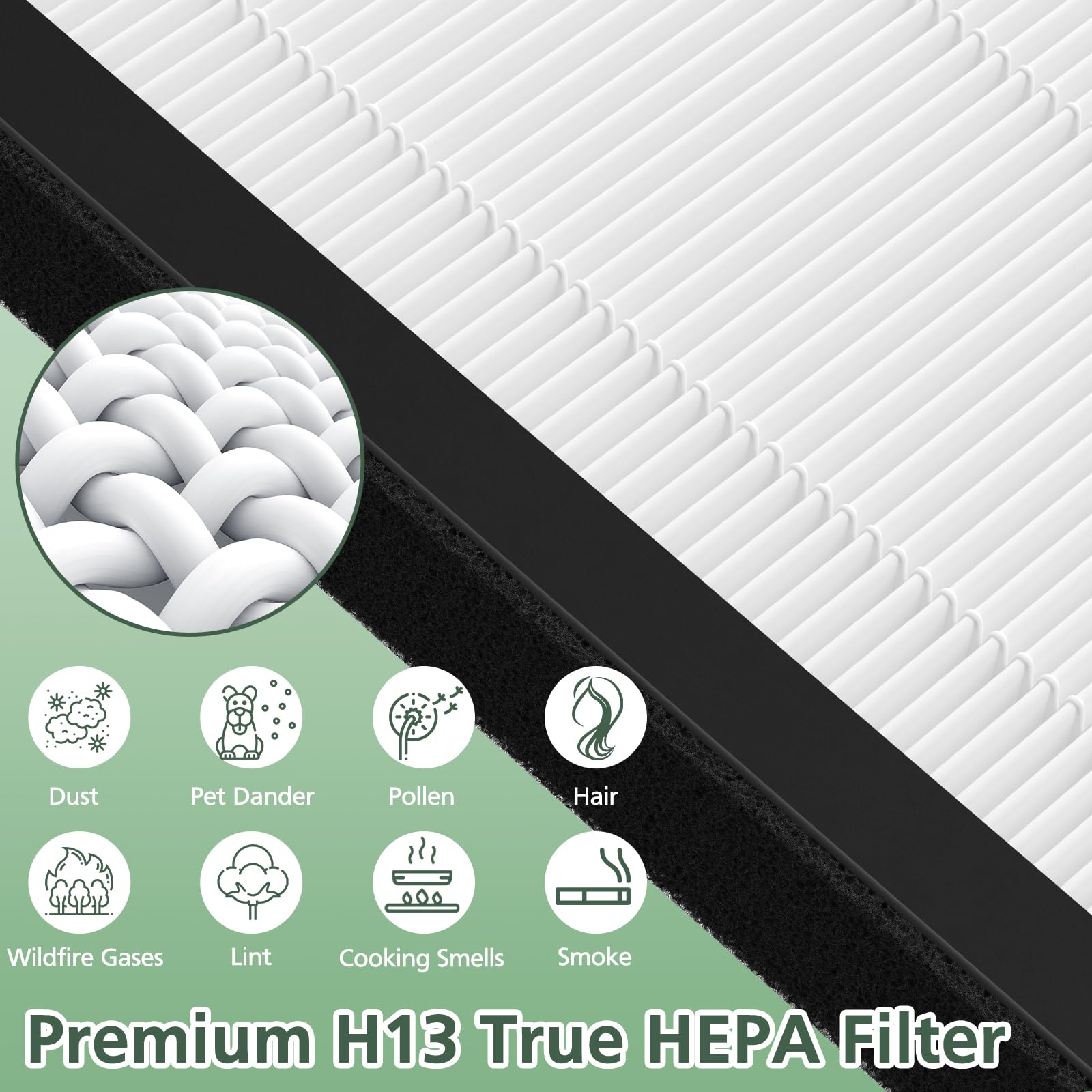 isinlive VEVA9000 close-up of HEPA and carbon filters highlighting filtration media