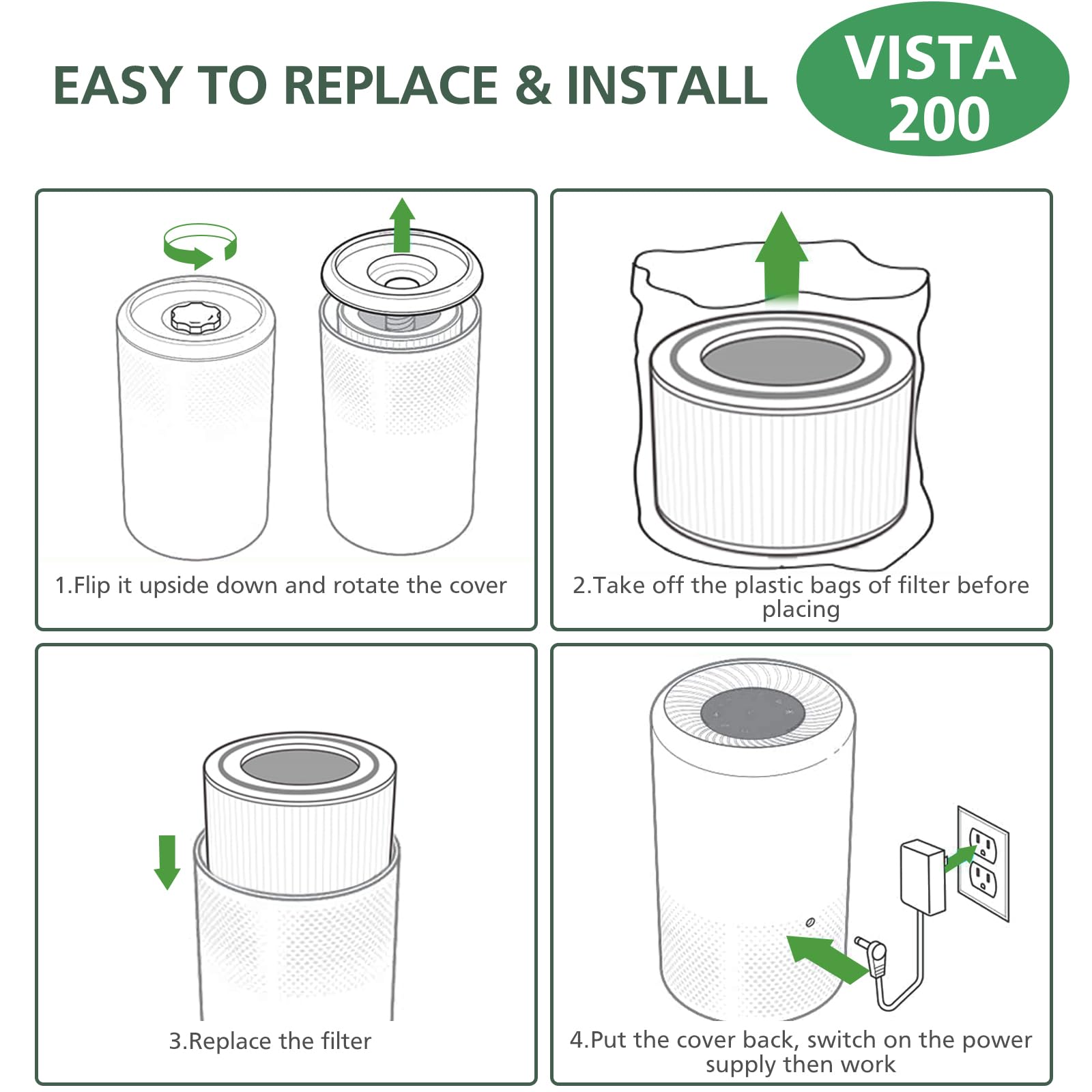 isinlive Vista 200 compatibility note ensures correct fit with LEVOIT Vista 200.
