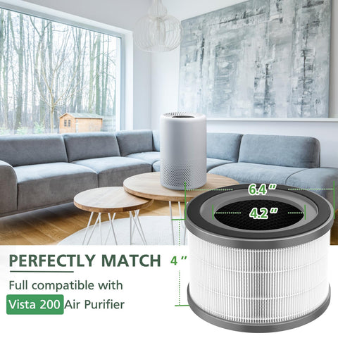 isinlive Vista 200 main filter with multi-layer filtration for thorough air cleaning.