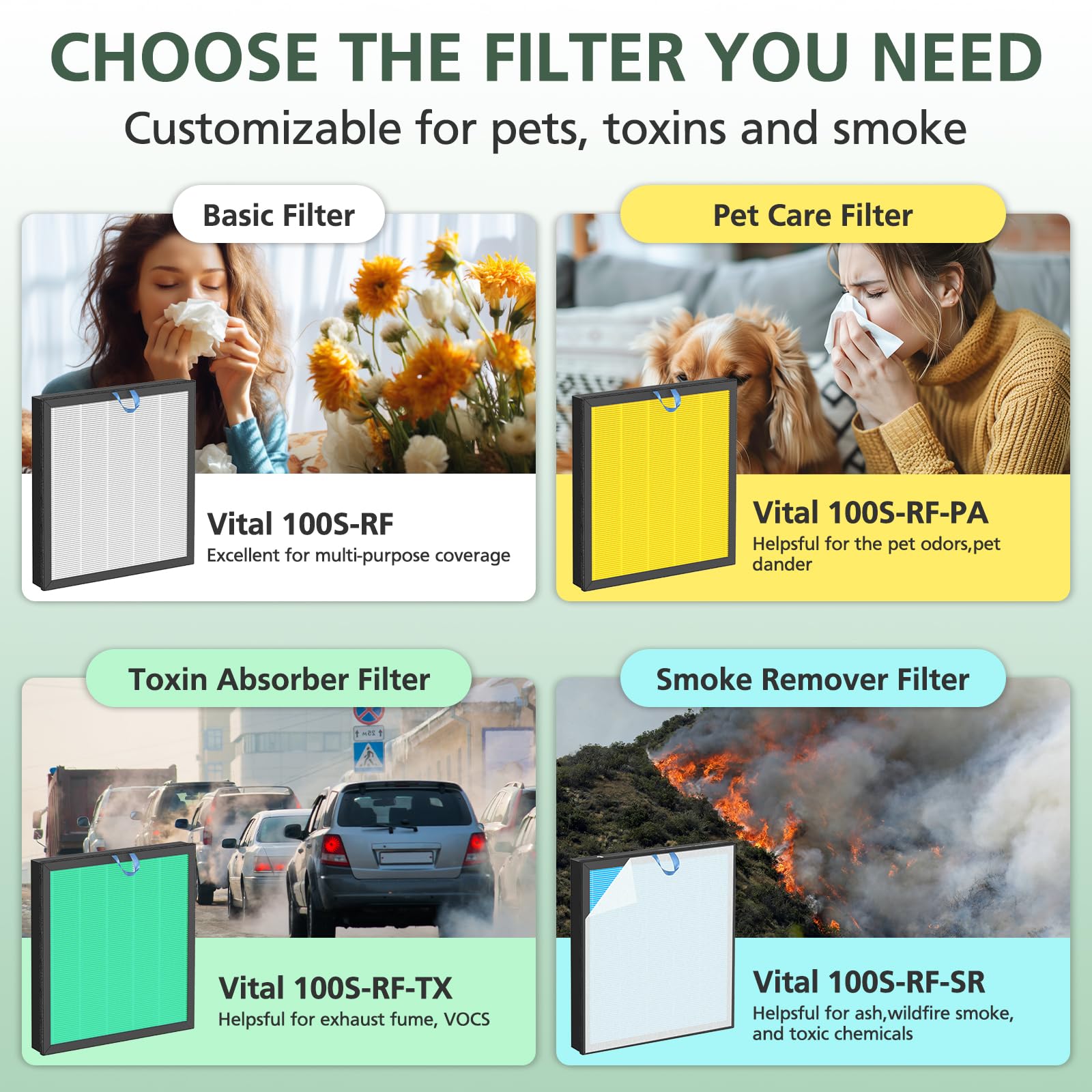isinlive Vital 100S 4-in-1 filtration diagram highlights multi-stage protection.