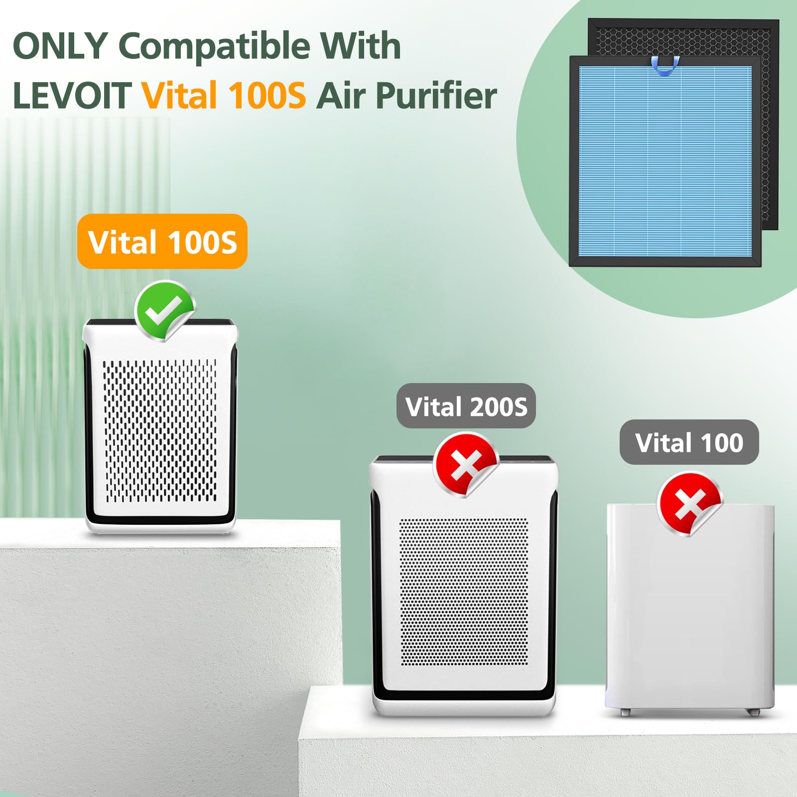 isinlive Vital 100S filter compatibility with Levoit shown for seamless setup.