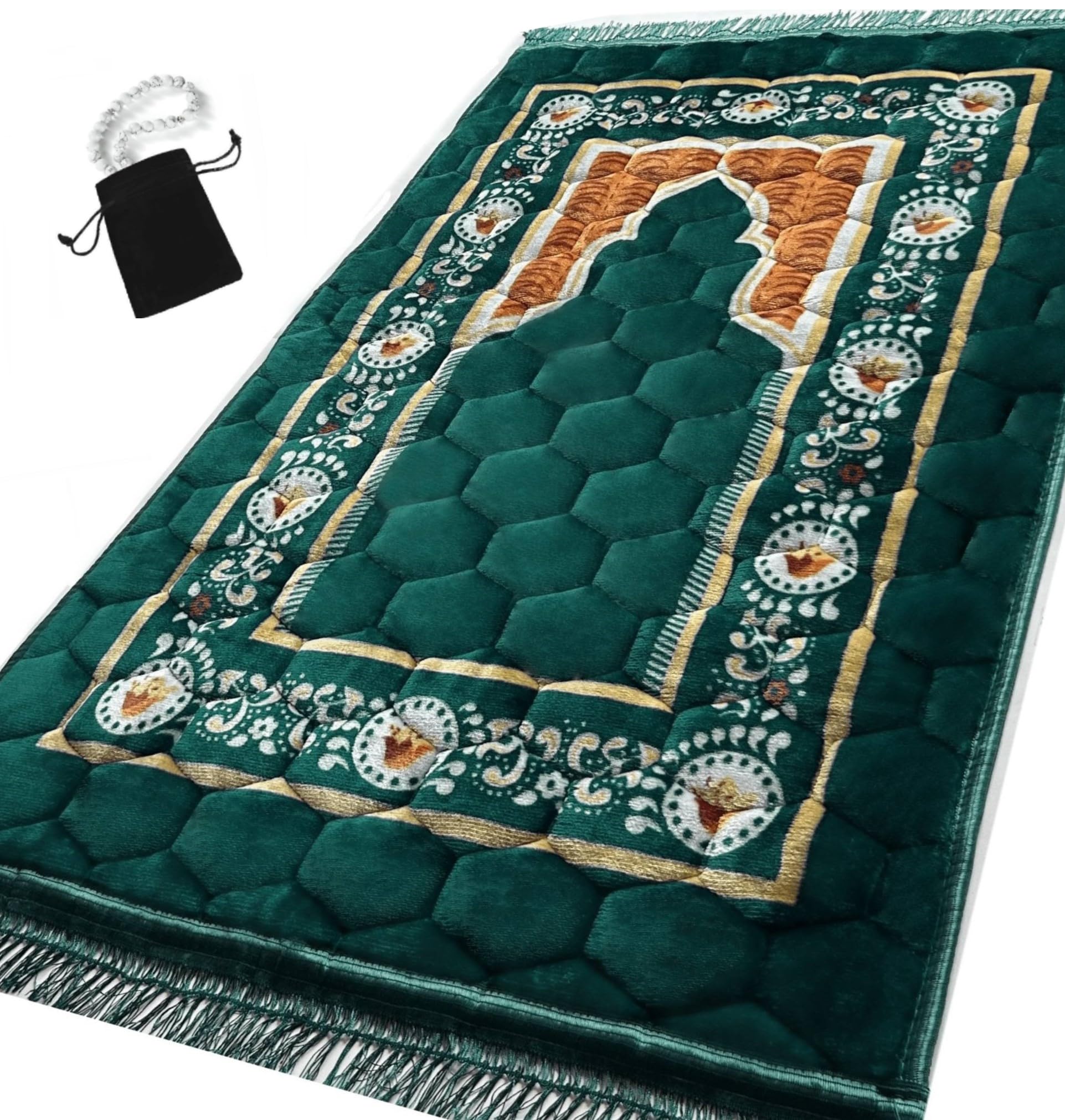 Islamika prayer rug soft padded for comfortable prostration during long prayers.
