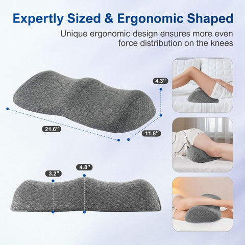 ISUGWRCQ knee pillow with memory foam core delivers plush support with rebound.
