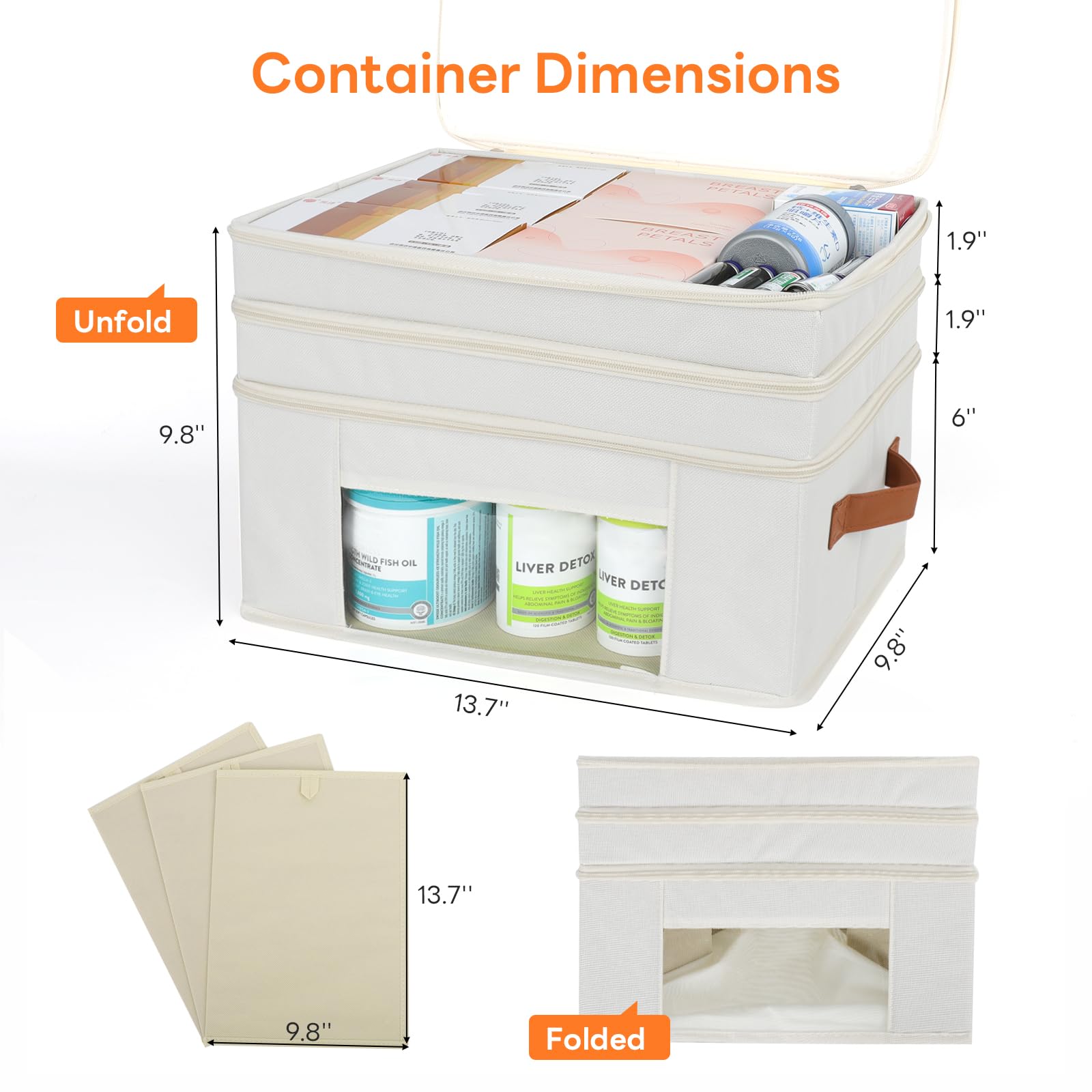 ISusaid medicine storage box features leather handle for easy transport and travel convenience.