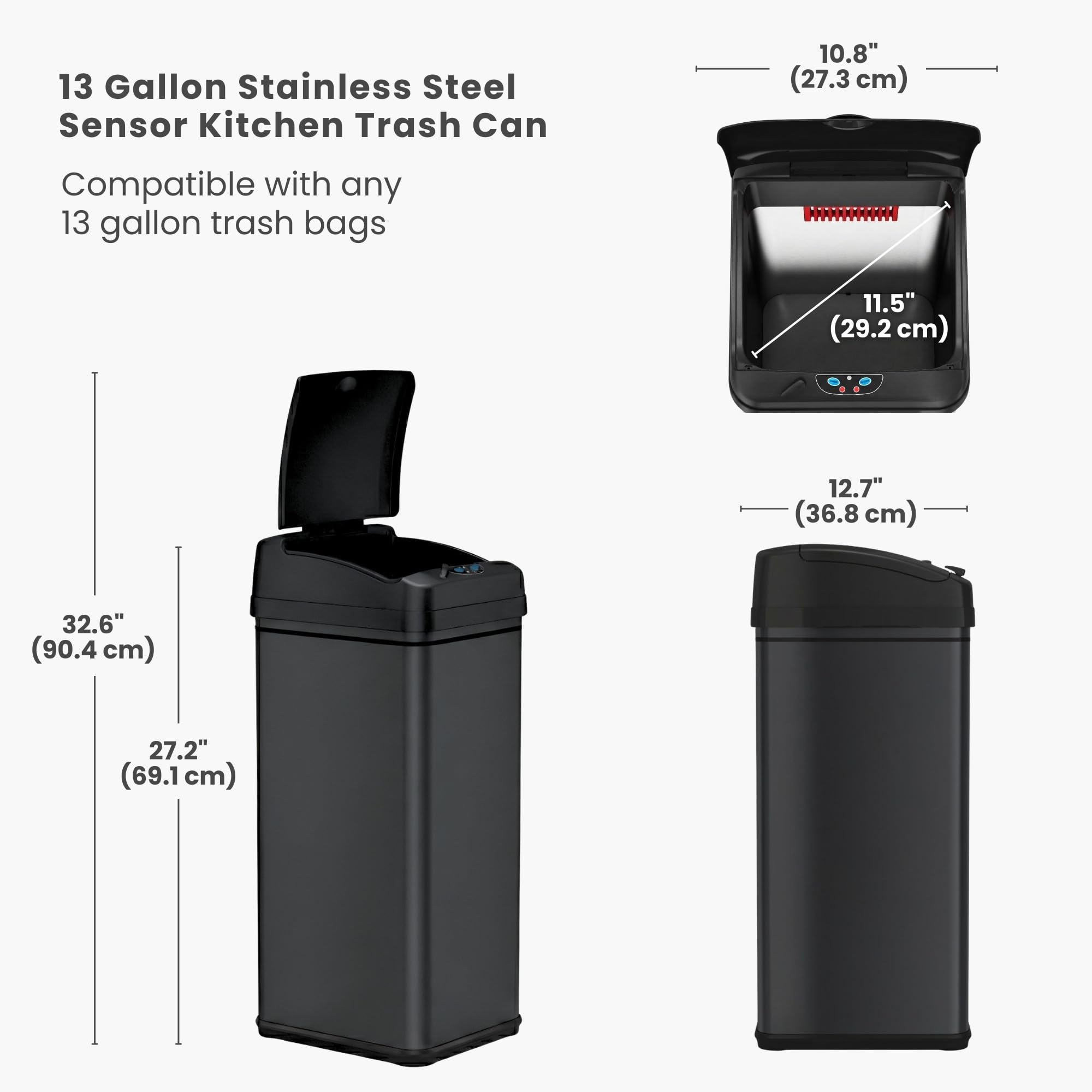 Itouchless 50L capacity ideal for busy kitchens, dorms, and offices.