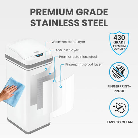 Pet-safe lock close-up on the iTouchless bin for households with pets