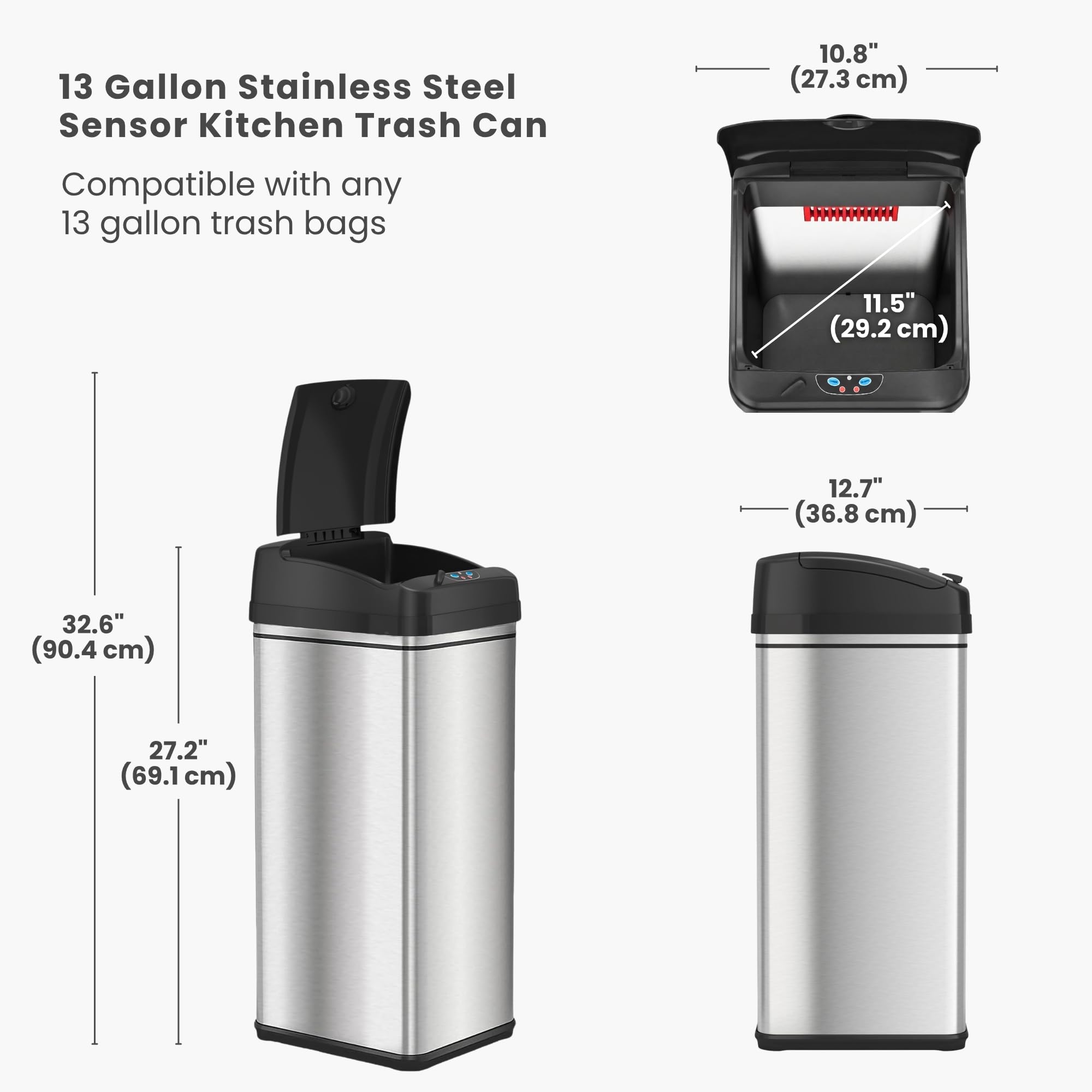 iTouchless large capacity holds bulky waste like pizza boxes