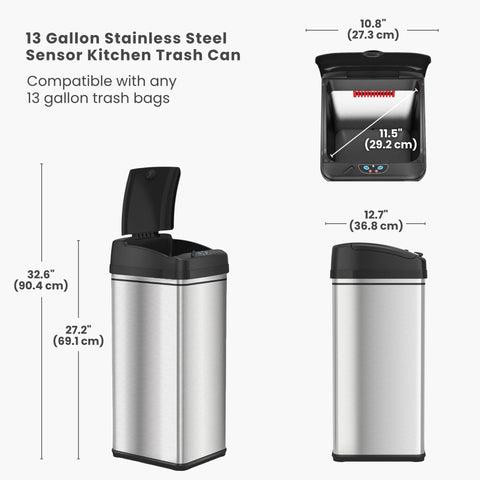 iTouchless large capacity holds bulky waste like pizza boxes