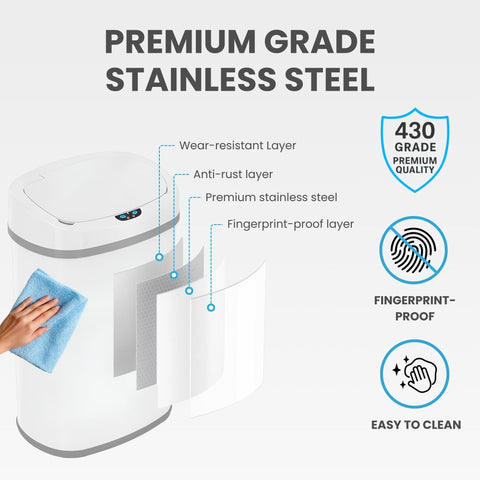 iTouchless oval design with no sharp corners for safety