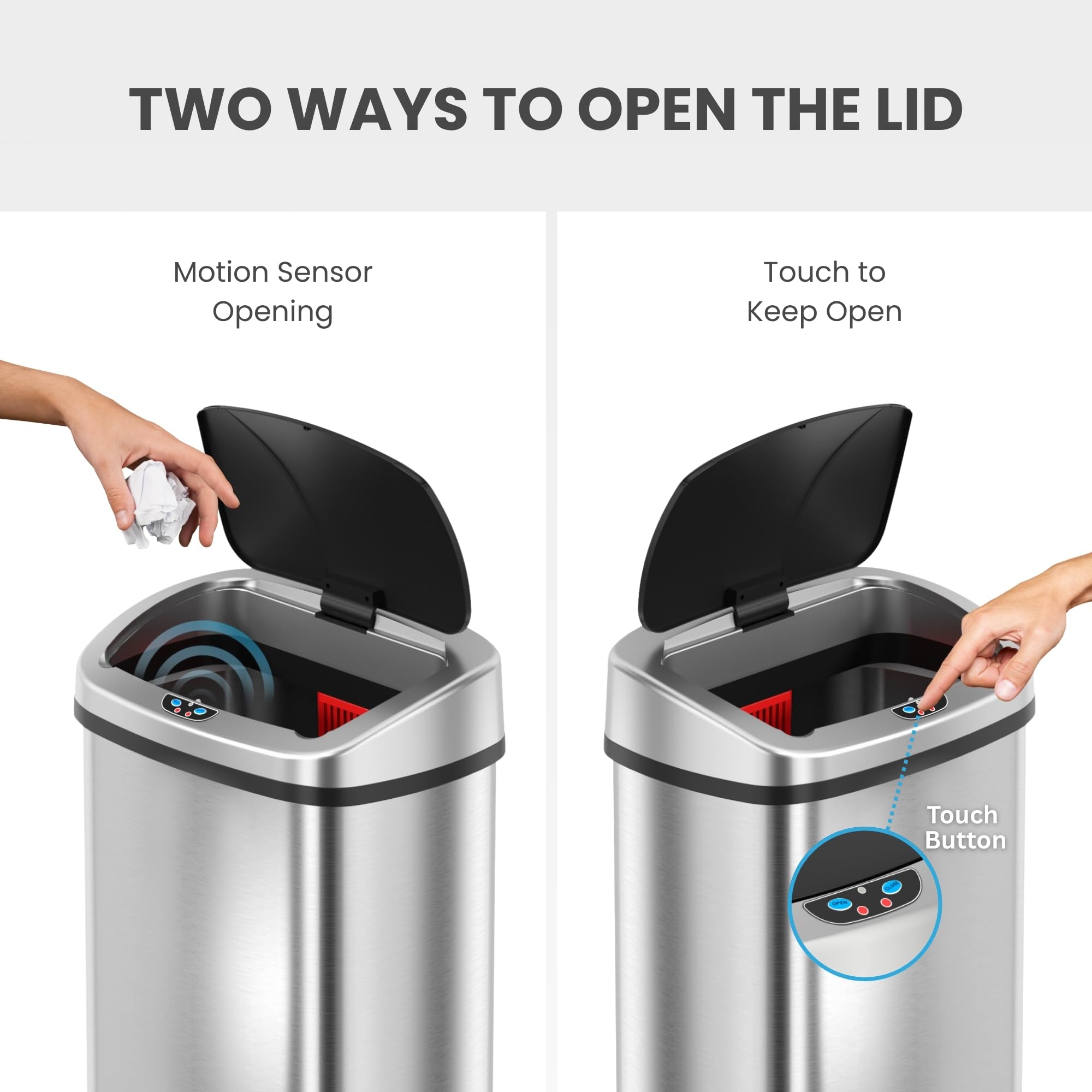 Itouchless odor-filter-absorbx-reminders activates odor control with smart filter alerts.