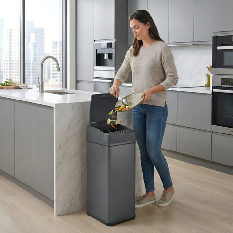 iTouchless odor filter with AbsorbX neutralizing odors in the bin