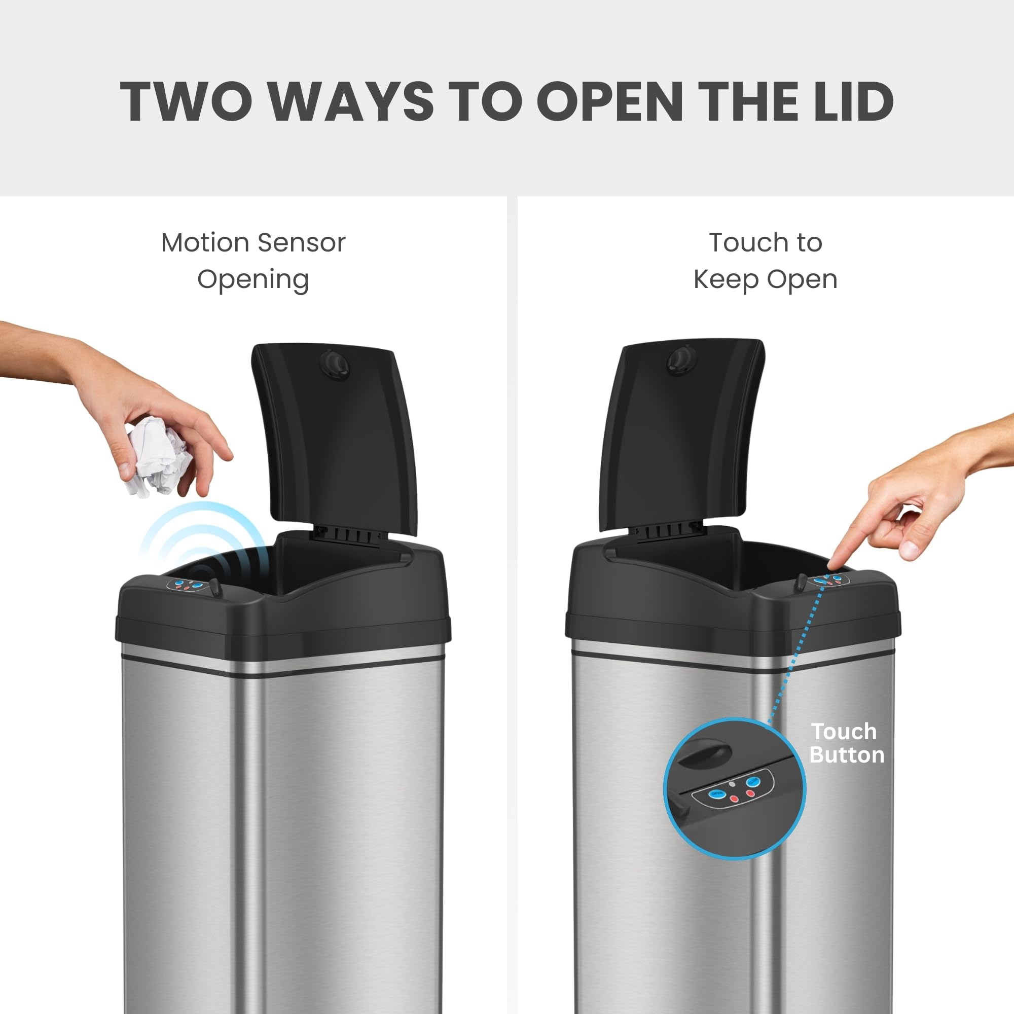 iTouchless pet-proof safety lock prevents pet access to trash