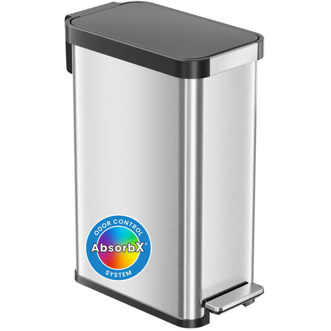 Itouchless SoftStep EXP 50L pedal lid close enhances quiet operation in busy kitchens.