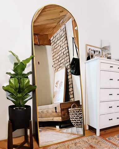 ITSRG floor mirror arch-top gold frame enhances any space with a stylish focal point.