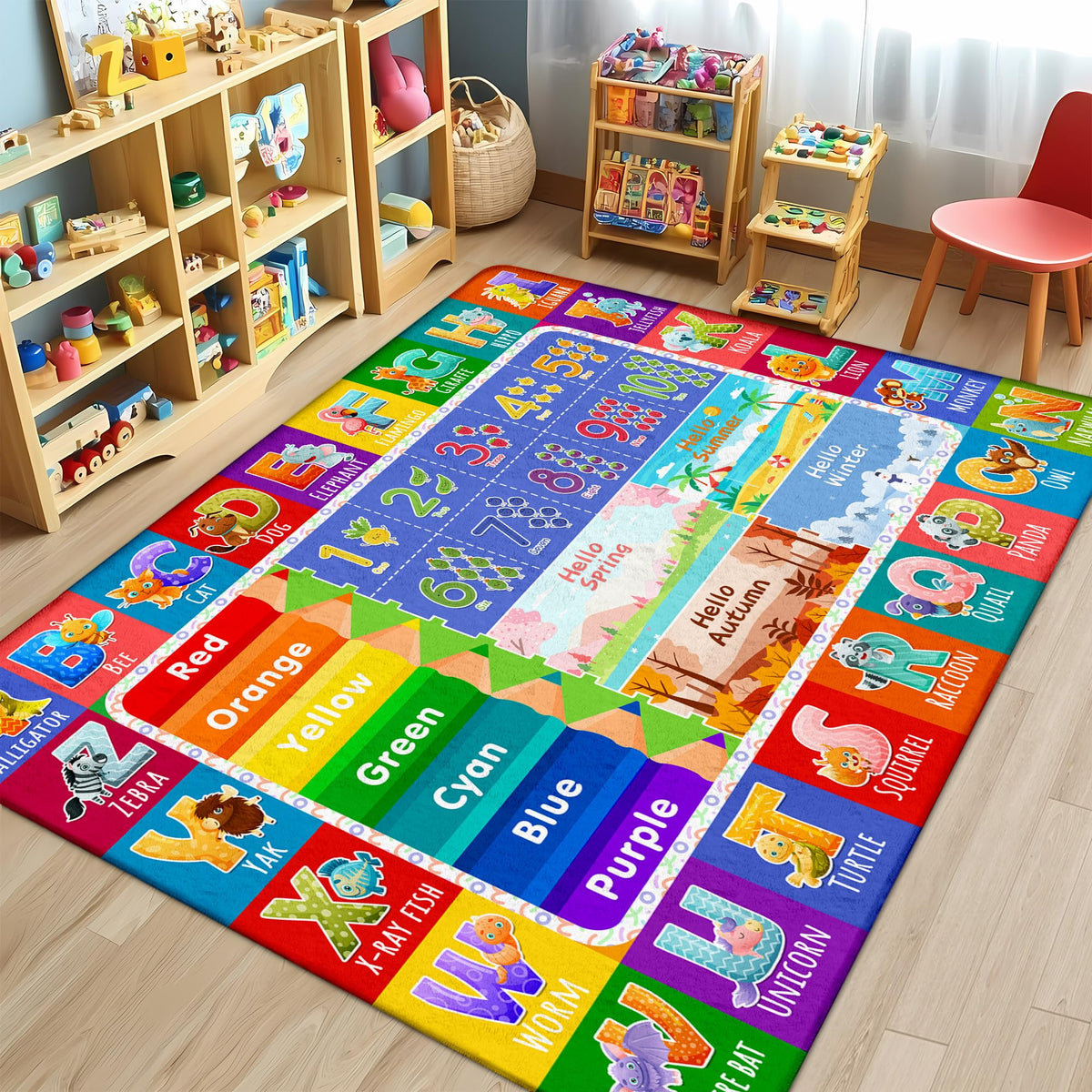 Itvgekp ABC alphabet animals rug supports early letter recognition during circle time.