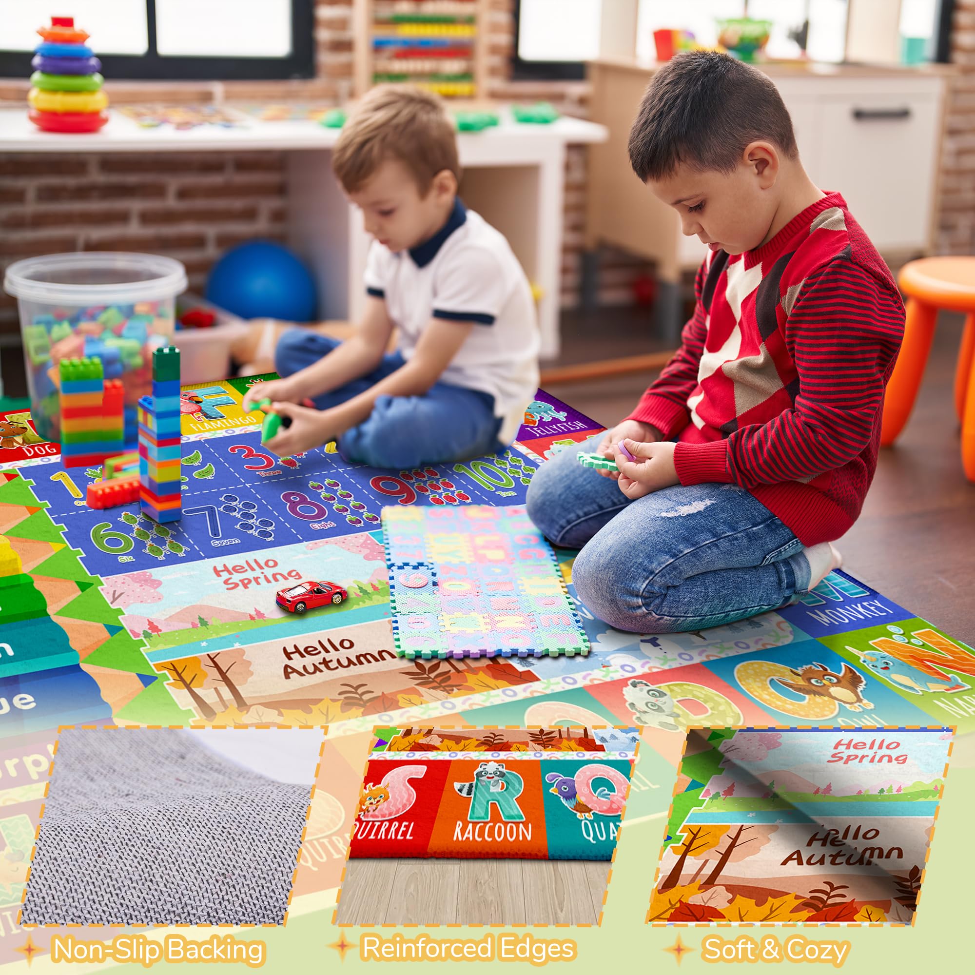 Itvgekp soft non-slip base rug keeps kids safe on hard floors.