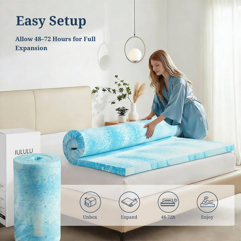 IULULU topper boxed for easy shipping and setup.