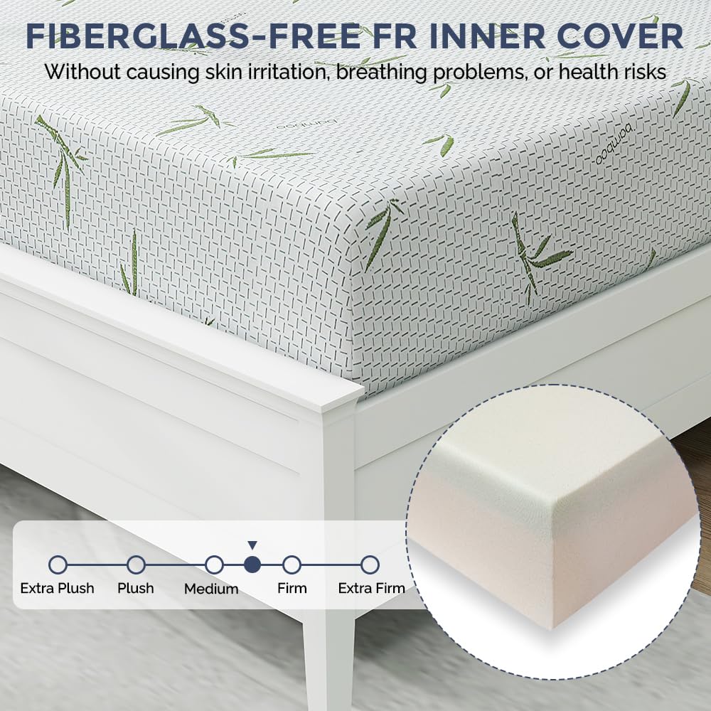 IULULU Twin Mattress green tea gel memory foam layer contours for cooling.