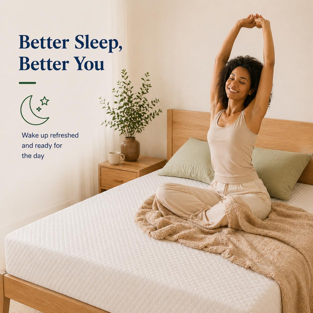 IULULU mattress on platform bed with breathable surface improving airflow.