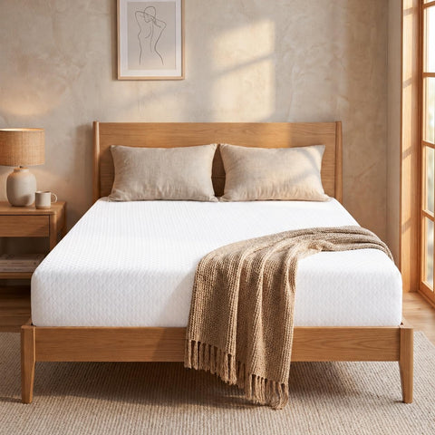 IULULU twin memory foam mattress top view highlighting cooling green tea gel and pressure relief.