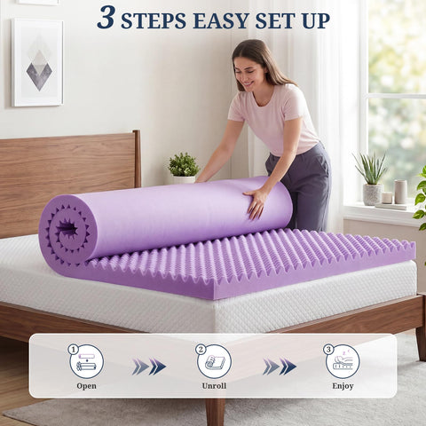 IULULU topper fits standard twin mattresses 38 x 75 inches.