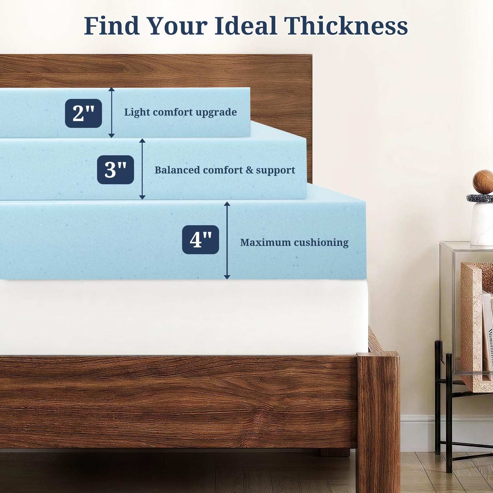 IULULU ventilated gel foam topper demonstrates airflow design for cooler sleep.