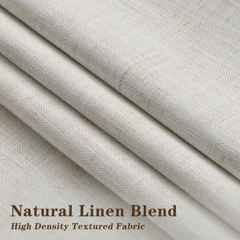 IVAPUPU textured linen curtains with white backing enhance privacy while keeping a soft ambience.