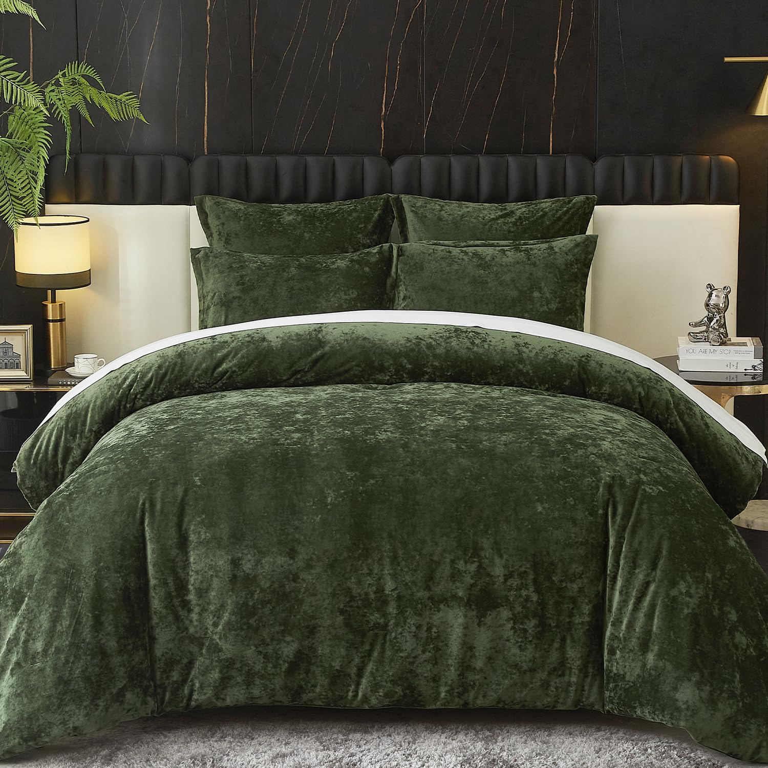 Ivellow crushed velvet king comforter front shows plush texture and luxe shine.