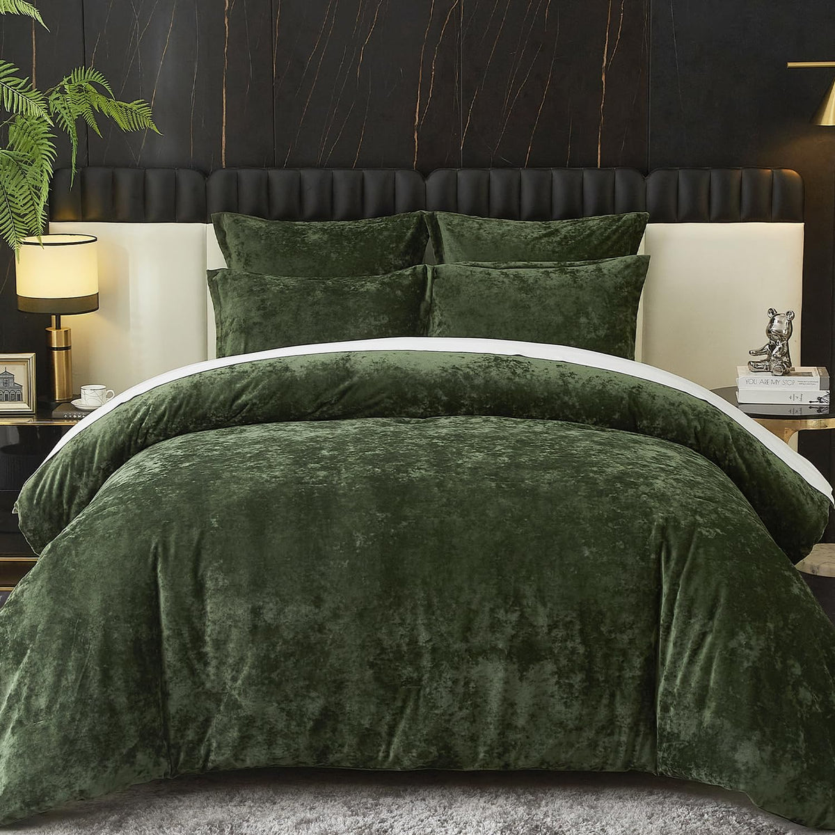 Ivellow crushed velvet king comforter front shows plush texture and luxe shine.