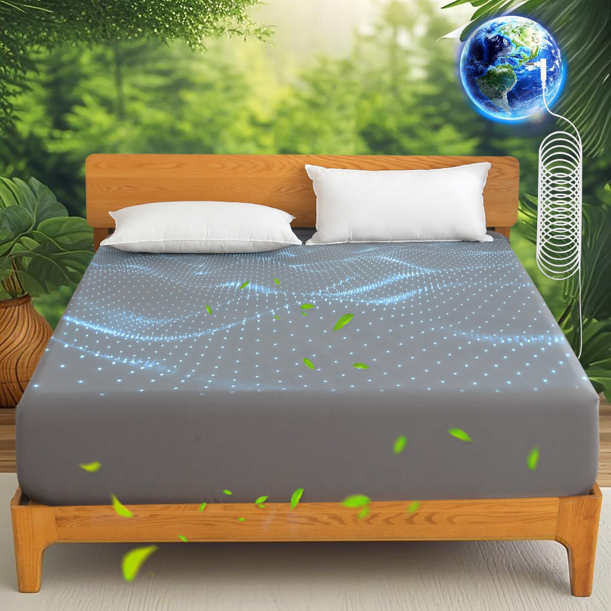 Ivellow grounding sheet with silver-fiber weave for enhanced conductivity and softness.