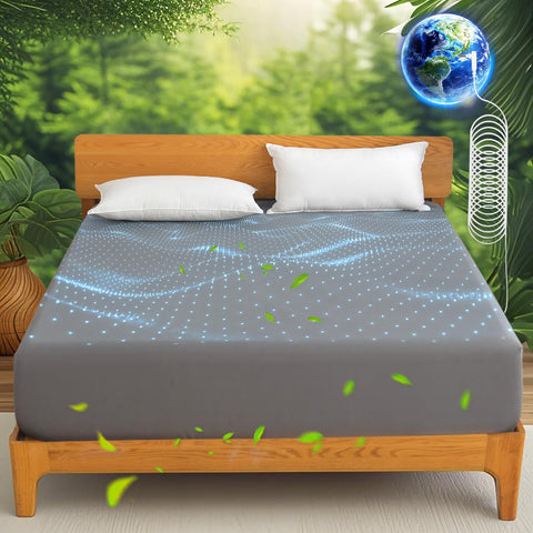 Ivellow grounding sheet with silver-fiber weave for enhanced conductivity and softness.